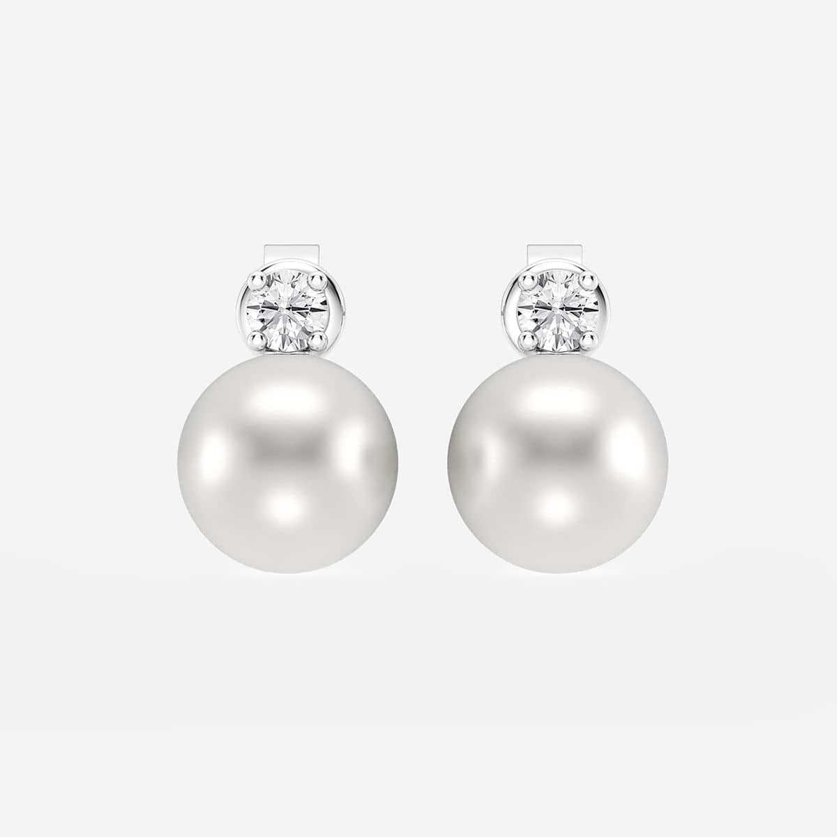 8.5 - 9.0 mm Cultured Freshwater Pearl and 1/5 ctw Lab Grown Diamond Stud Earrings 14K White Gold