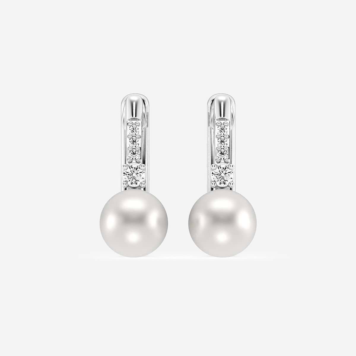 5.5 - 6.0 mm Cultured Freshwater Pearl and 1/10 ctw Lab Grown Diamond Leverback Drop Earrings