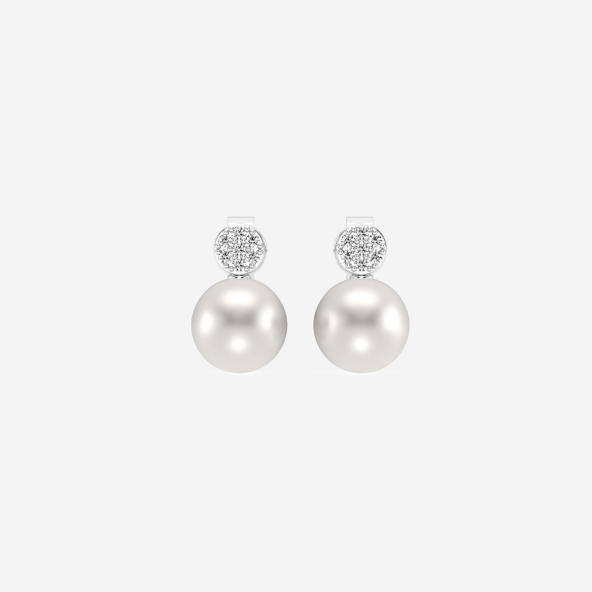 7.5 - 8.0 mm Cultured Freshwater Pearl and 1/10 ctw Lab Grown Diamond Stud Earrings