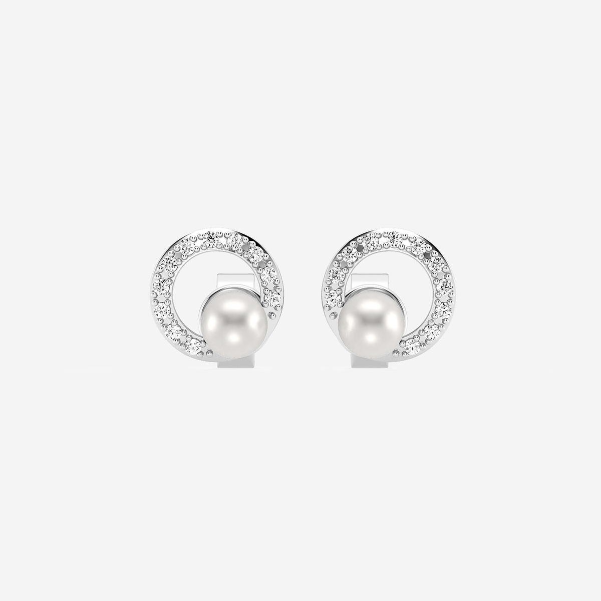 3.5 - 4.0 mm Cultured Freshwater Pearl and 1/10 ctw Lab Grown Diamond Circle Drop Earrings