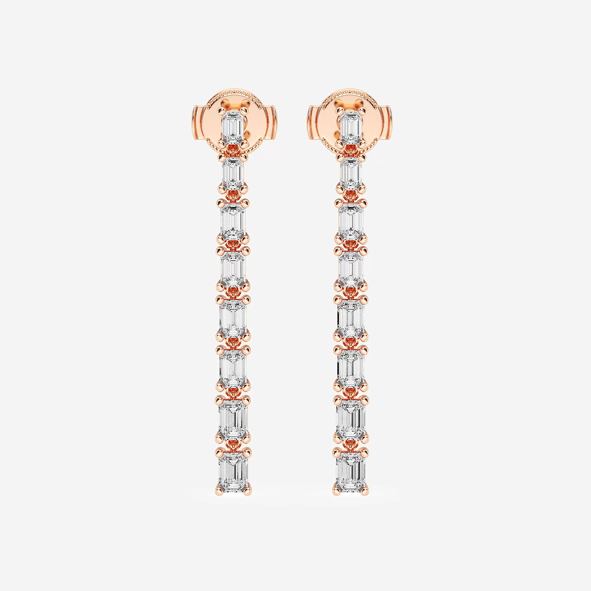 2 ctw Emerald Lab Grown Diamond Graduated Dangle Earrings