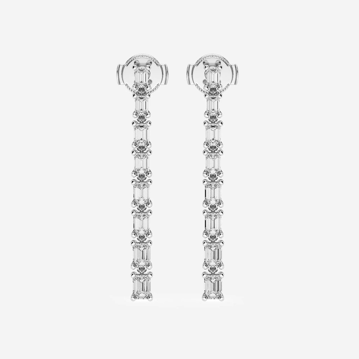 2 ctw Emerald Lab Grown Diamond Graduated Dangle Earrings