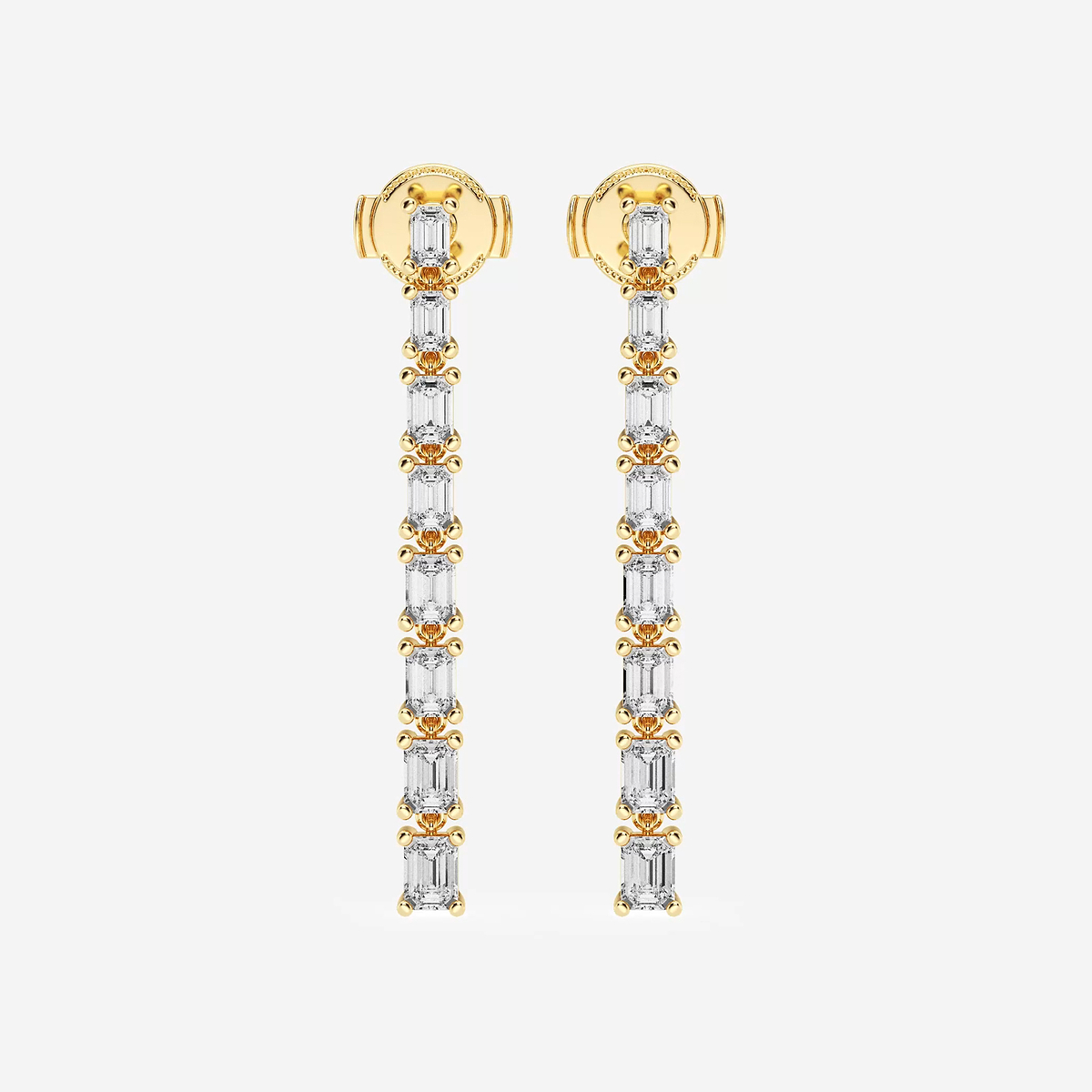 2 ctw Emerald Lab Grown Diamond Graduated Dangle Earrings