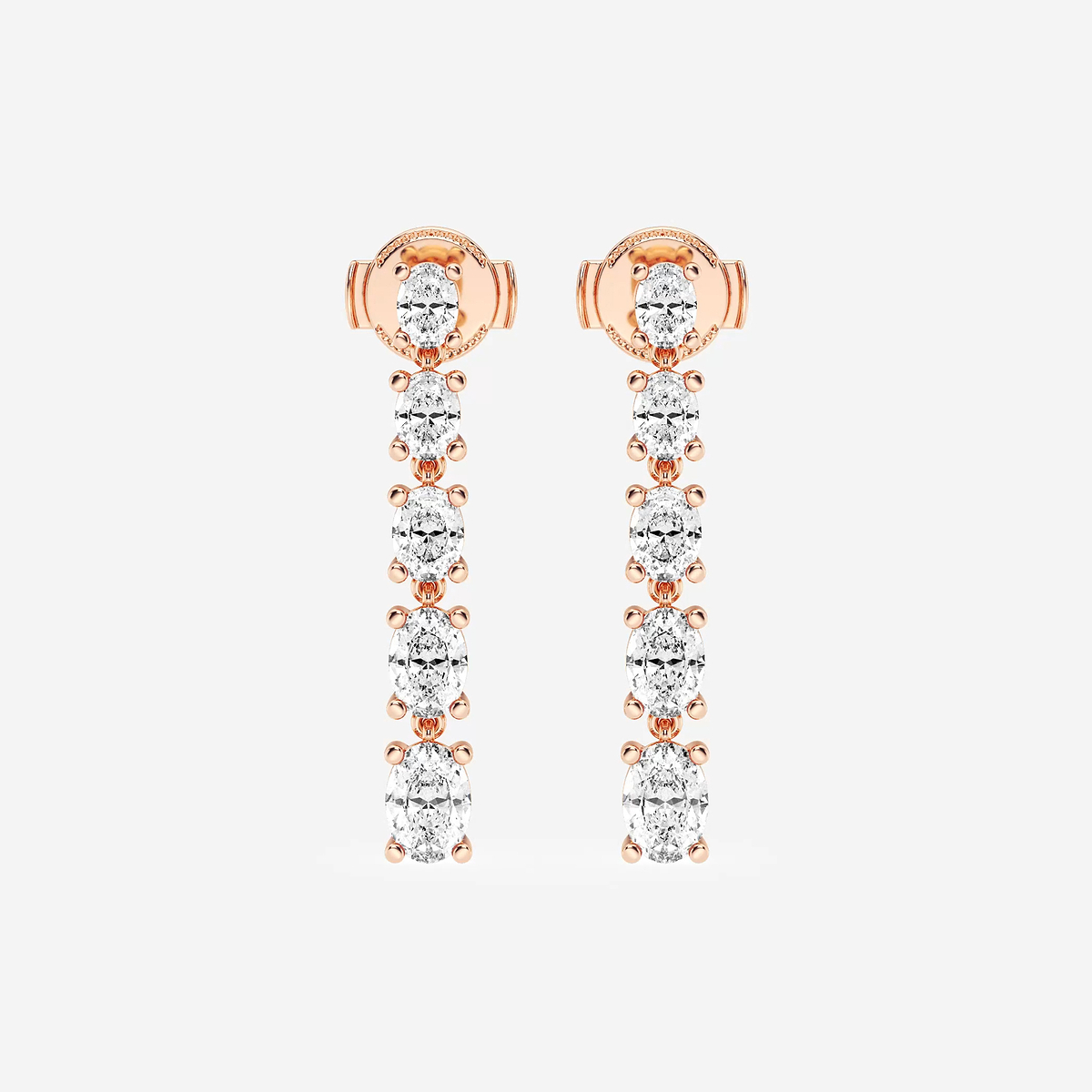 2 1/3 ctw Oval Lab Grown Diamond Graduated Dangle Earrings