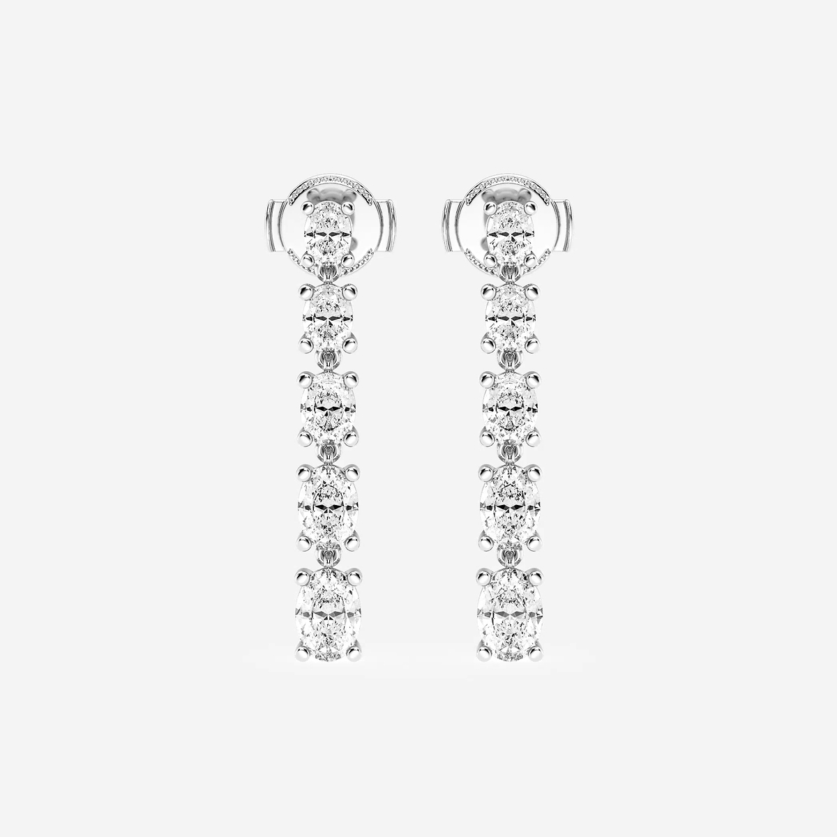 2 1/3 ctw Oval Lab Grown Diamond Graduated Dangle Earrings