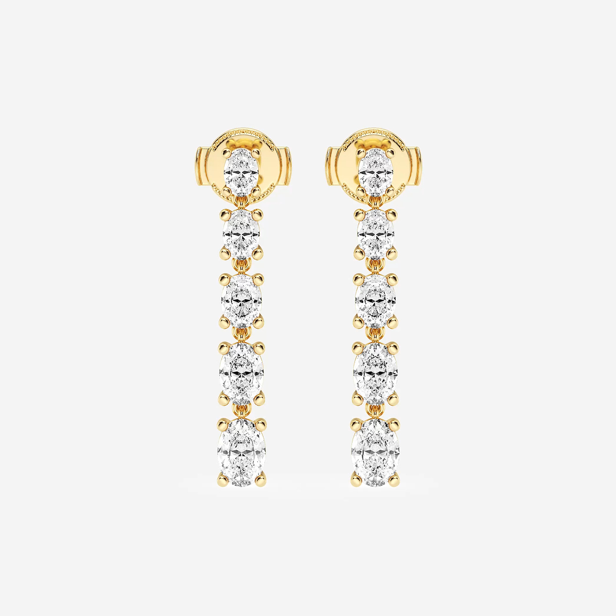 2 1/3 ctw Oval Lab Grown Diamond Graduated Dangle Earrings