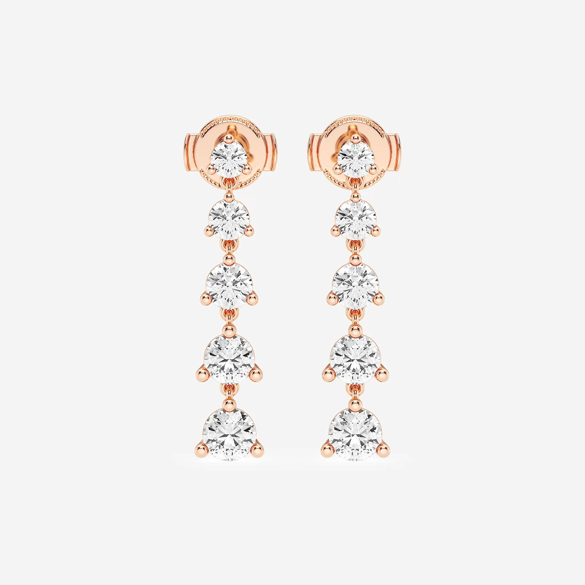 2 ctw Round Lab Grown Diamond Graduated Dangle Earrings