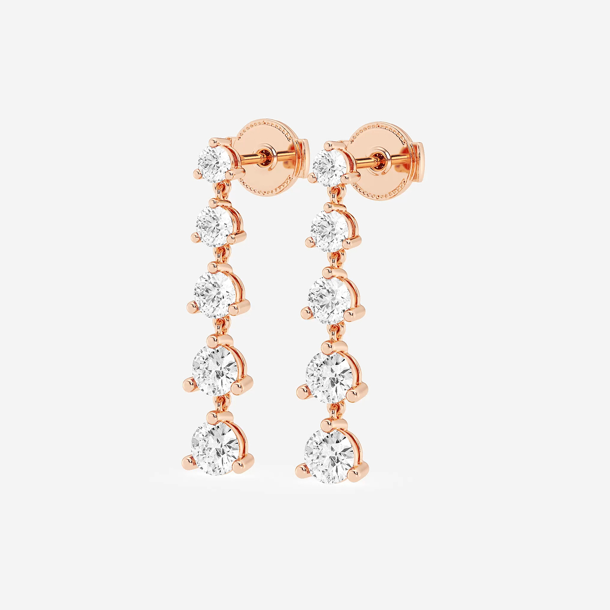 Additional Image 1 for  2 ctw Round Lab Grown Diamond Graduated Dangle Earrings