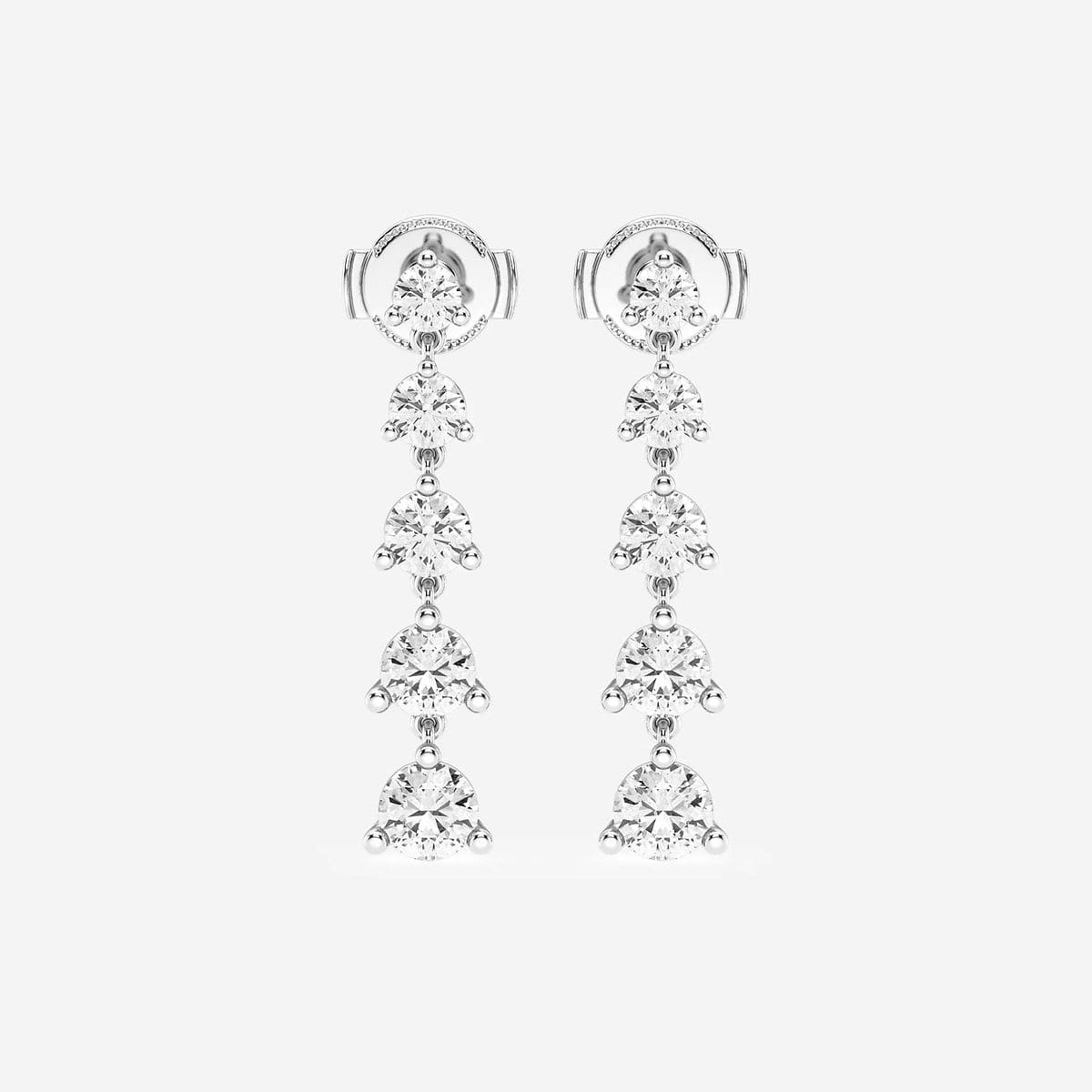 Badgley Mischka 2 ctw Round Lab Grown Diamond Graduated Dangle Earrings