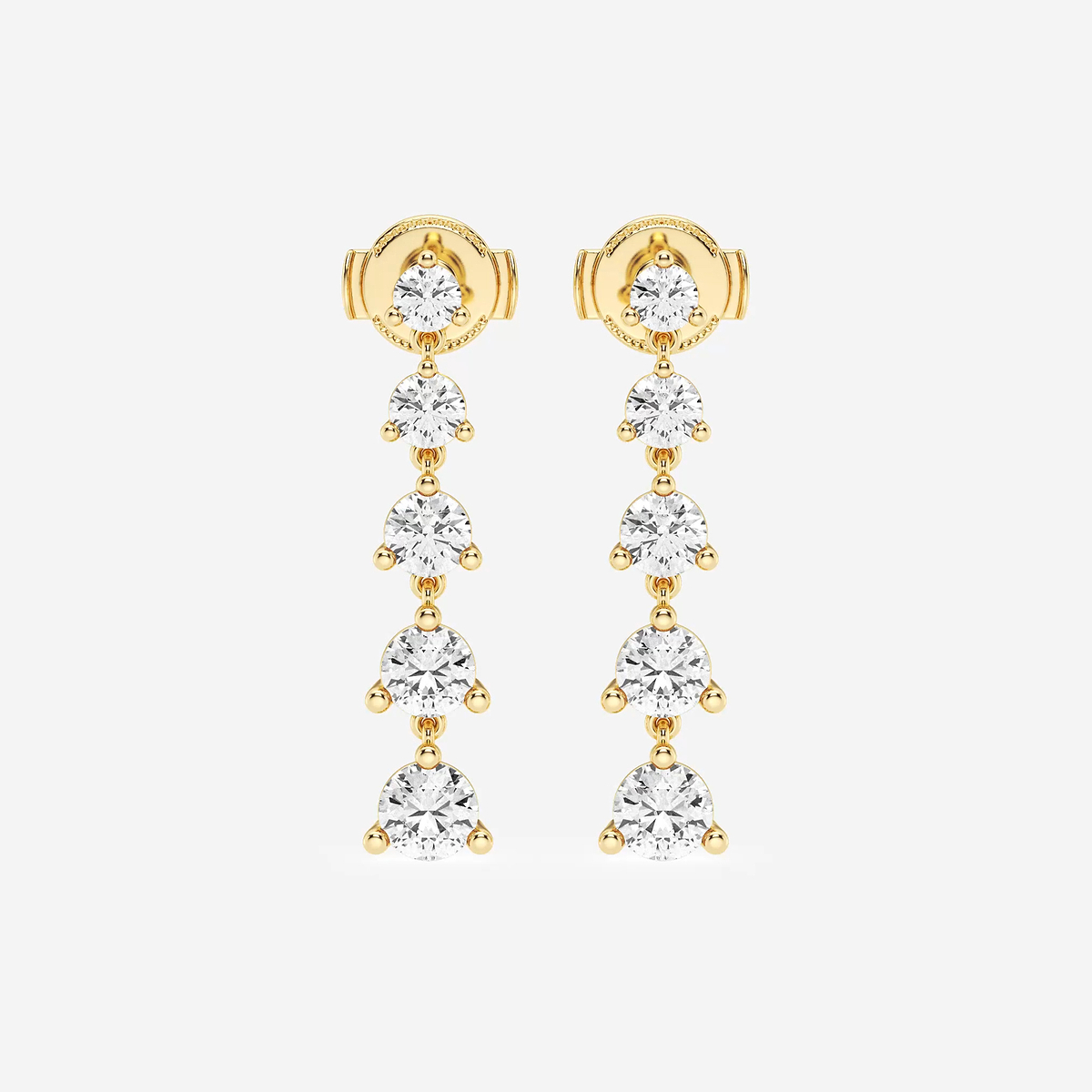 2 ctw Round Lab Grown Diamond Graduated Dangle Earrings