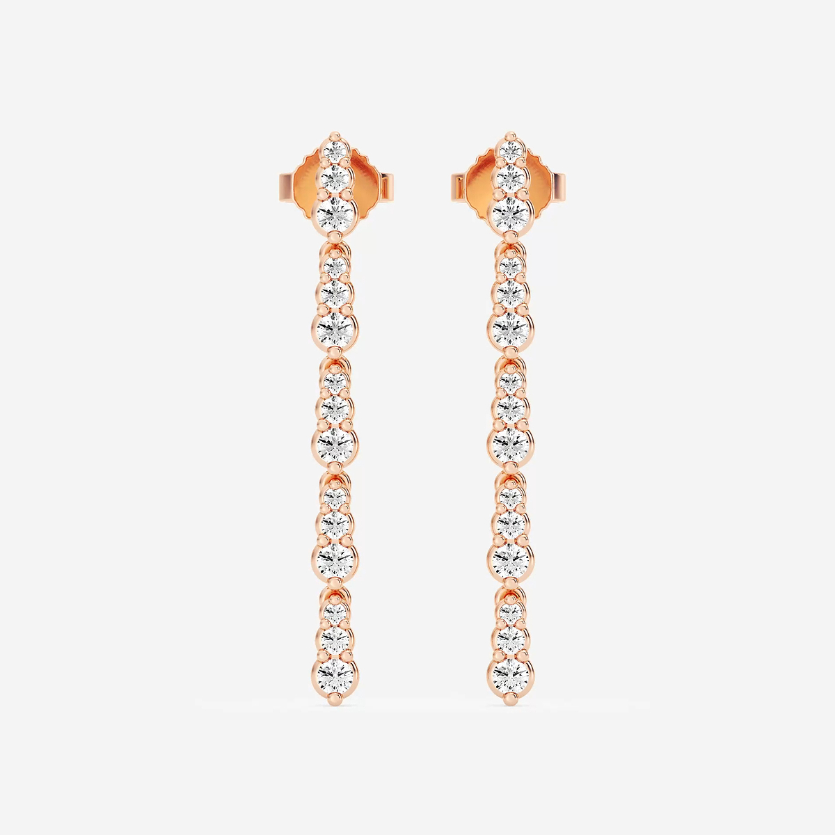1/2 ctw Round Lab Grown Diamond Graduated Dangle Earrings