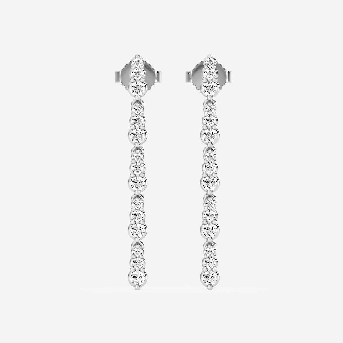 1/2 ctw Round Lab Grown Diamond Graduated Dangle Earrings
