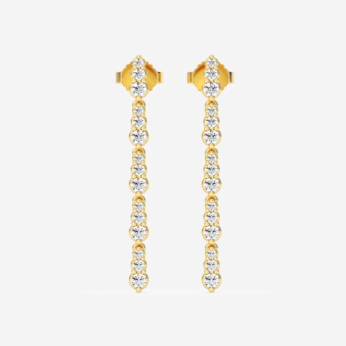 1/2 ctw Round Lab Grown Diamond Graduated Dangle Earrings