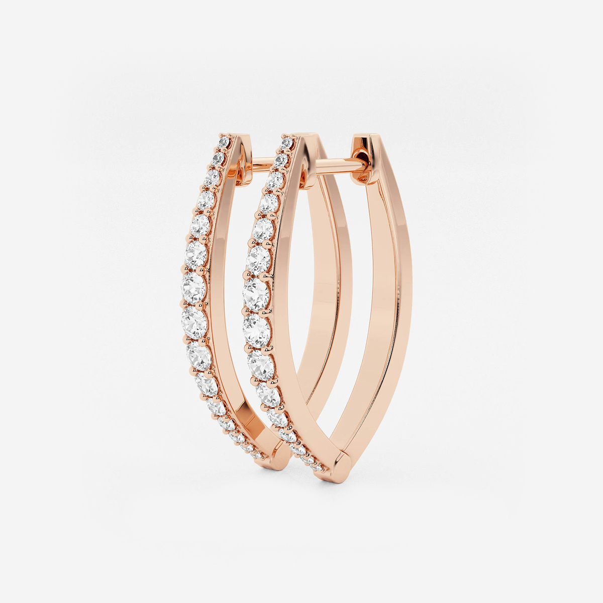 Additional Image 1 for  1/2 ctw Round Lab Grown Diamond Hoop Earrings