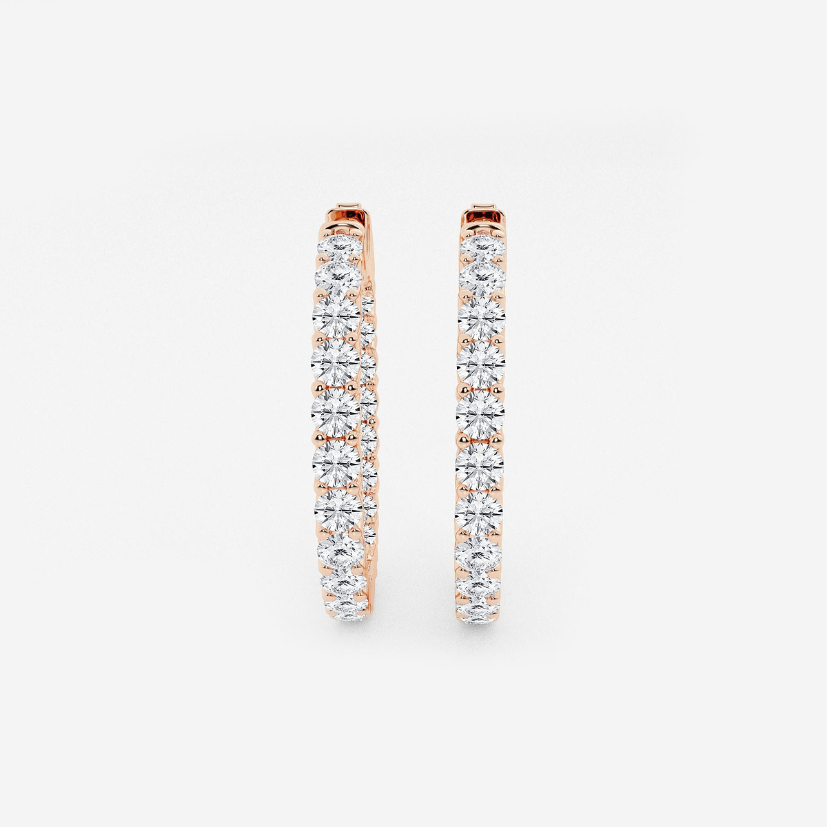 4 ctw Round Lab Grown Diamond Inside Out Hoop Earrings