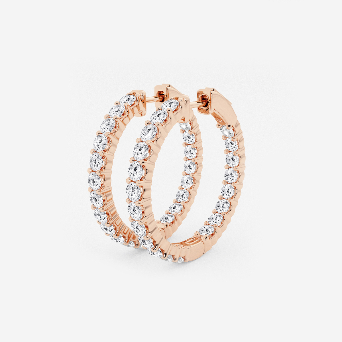 Additional Image 1 for  4 ctw Round Lab Grown Diamond Inside Out Hoop Earrings