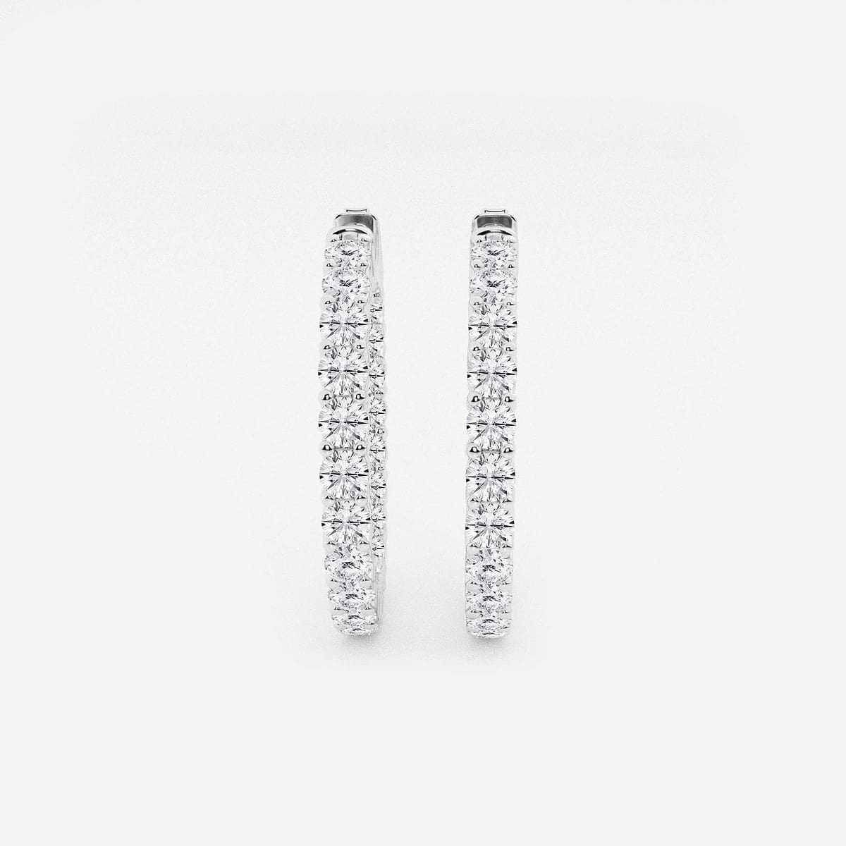 4 ctw Round Lab Grown Diamond Inside Out Hoop Earrings 14K White Gold, E+, VS1+