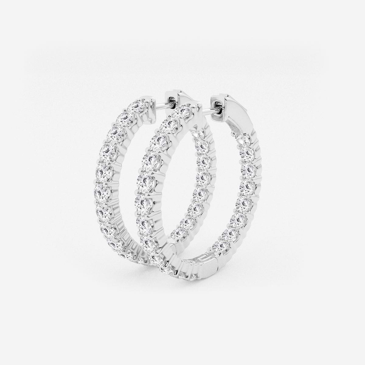 4 ctw Round Lab Grown Diamond Inside Out Hoop Earrings 14K White Gold, E+, VS1+