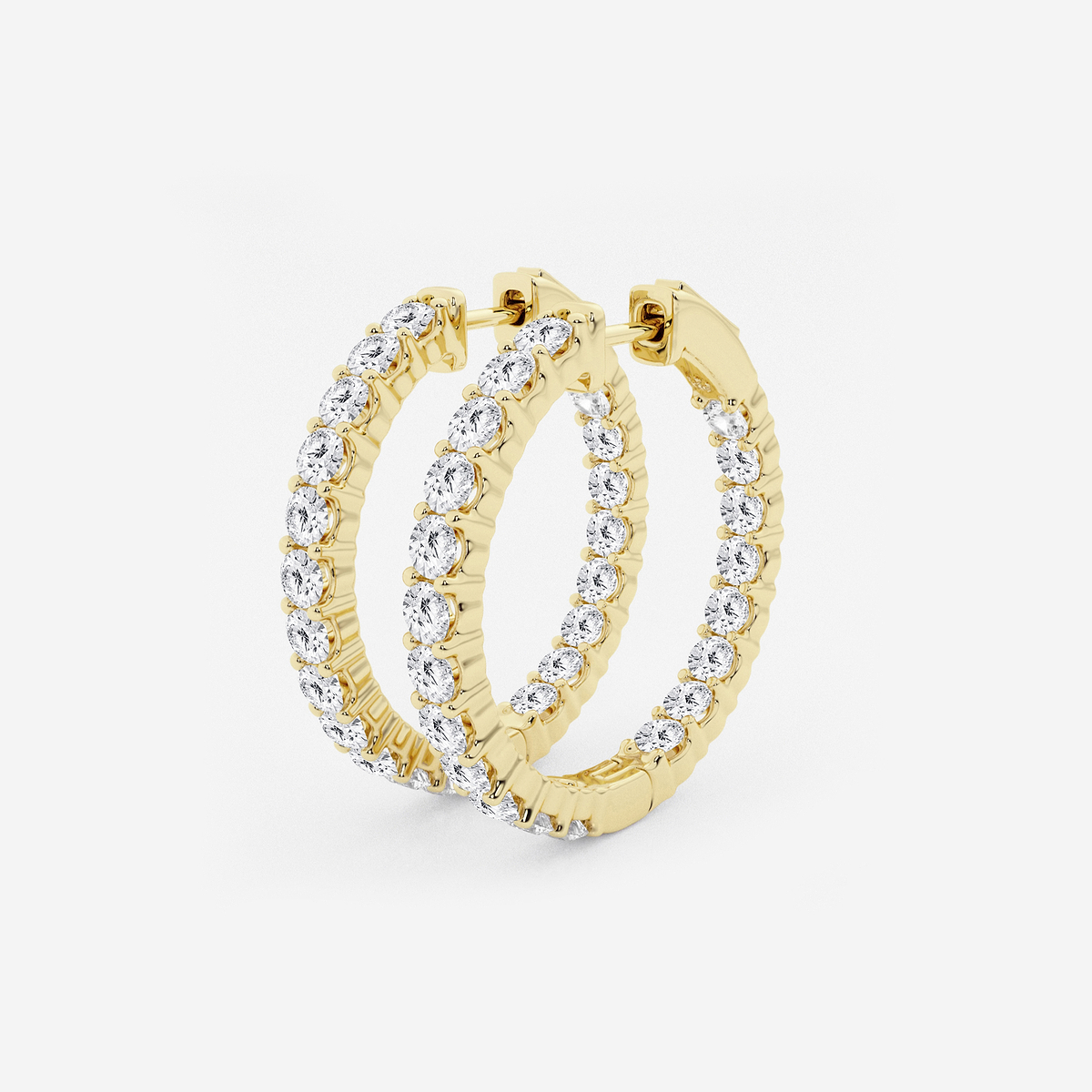 Additional Image 1 for  4 ctw Round Lab Grown Diamond Inside Out Hoop Earrings