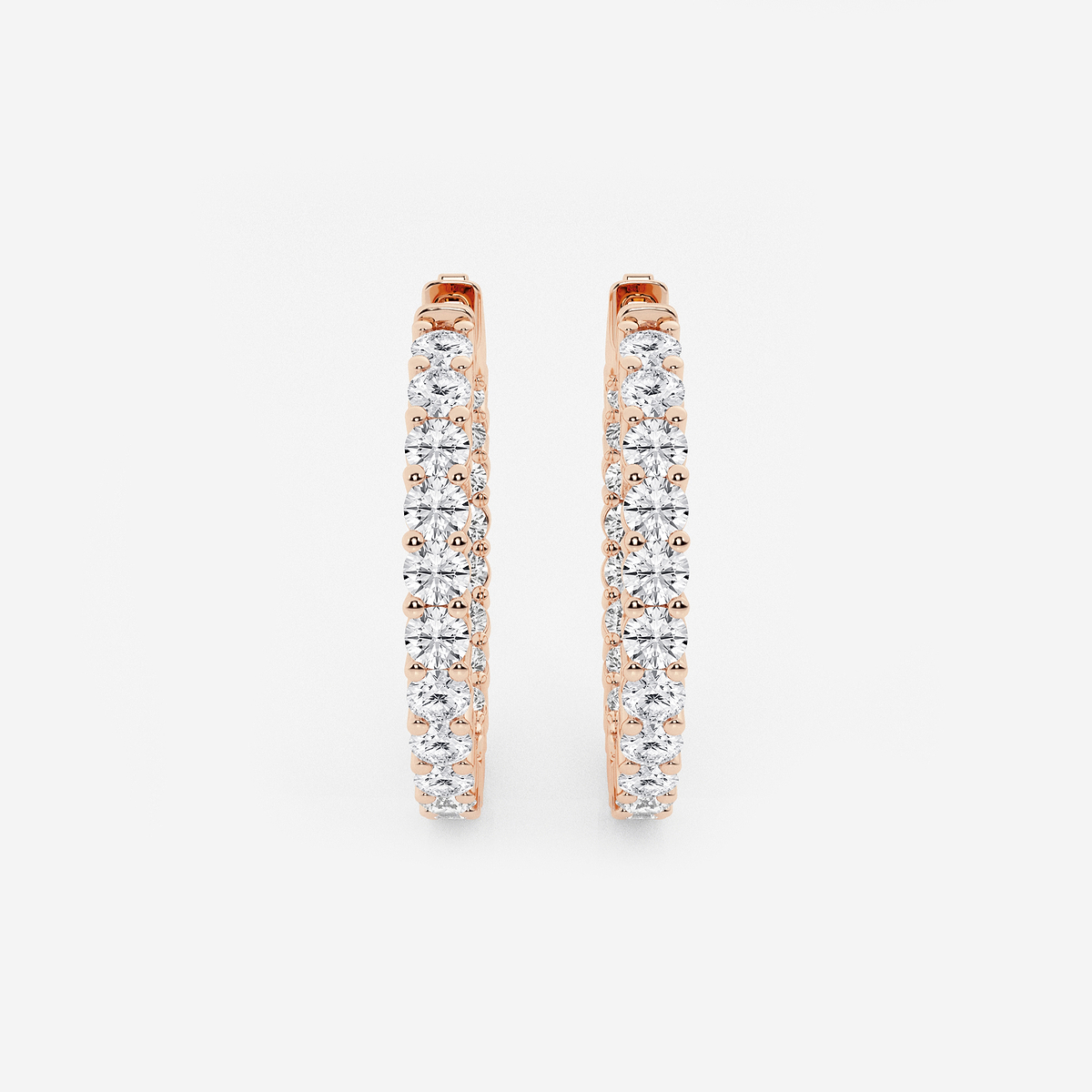 3 ctw Round Lab Grown Diamond Inside Out Hoop Earrings