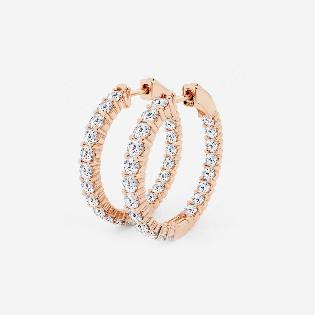 Additional Image 1 for  3 ctw Round Lab Grown Diamond Inside Out Hoop Earrings