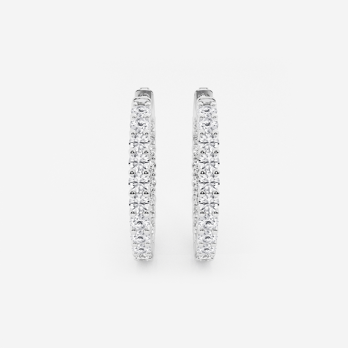 3 ctw Round Lab Grown Diamond Inside Out Hoop Earrings
