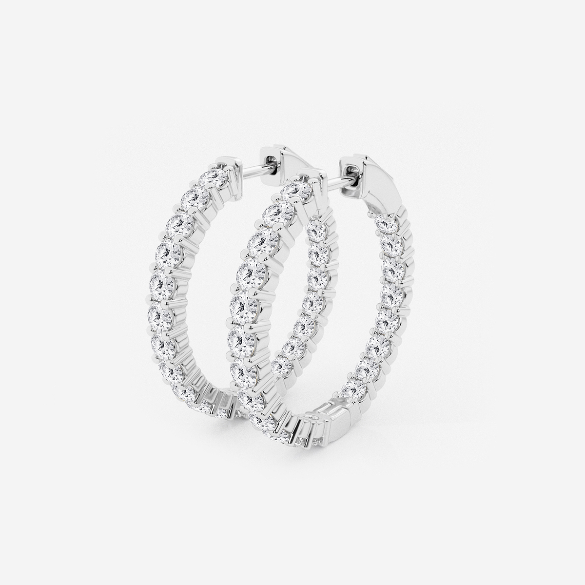 Additional Image 1 for  3 ctw Round Lab Grown Diamond Inside Out Hoop Earrings