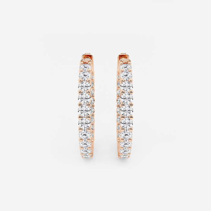 3 ctw Round Lab Grown Diamond Inside Out Hoop Earrings