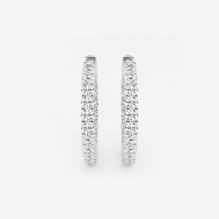 3 ctw Round Lab Grown Diamond Inside Out Hoop Earrings