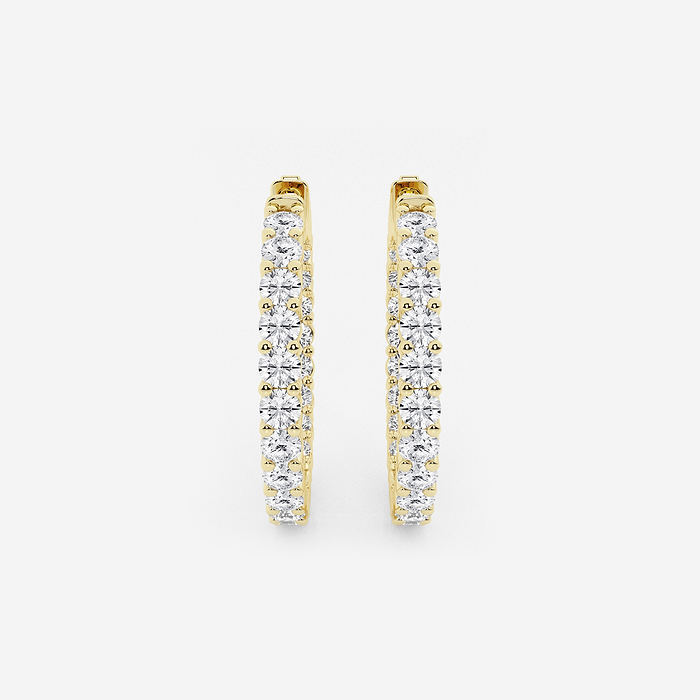 3 ctw Round Lab Grown Diamond Inside Out Hoop Earrings