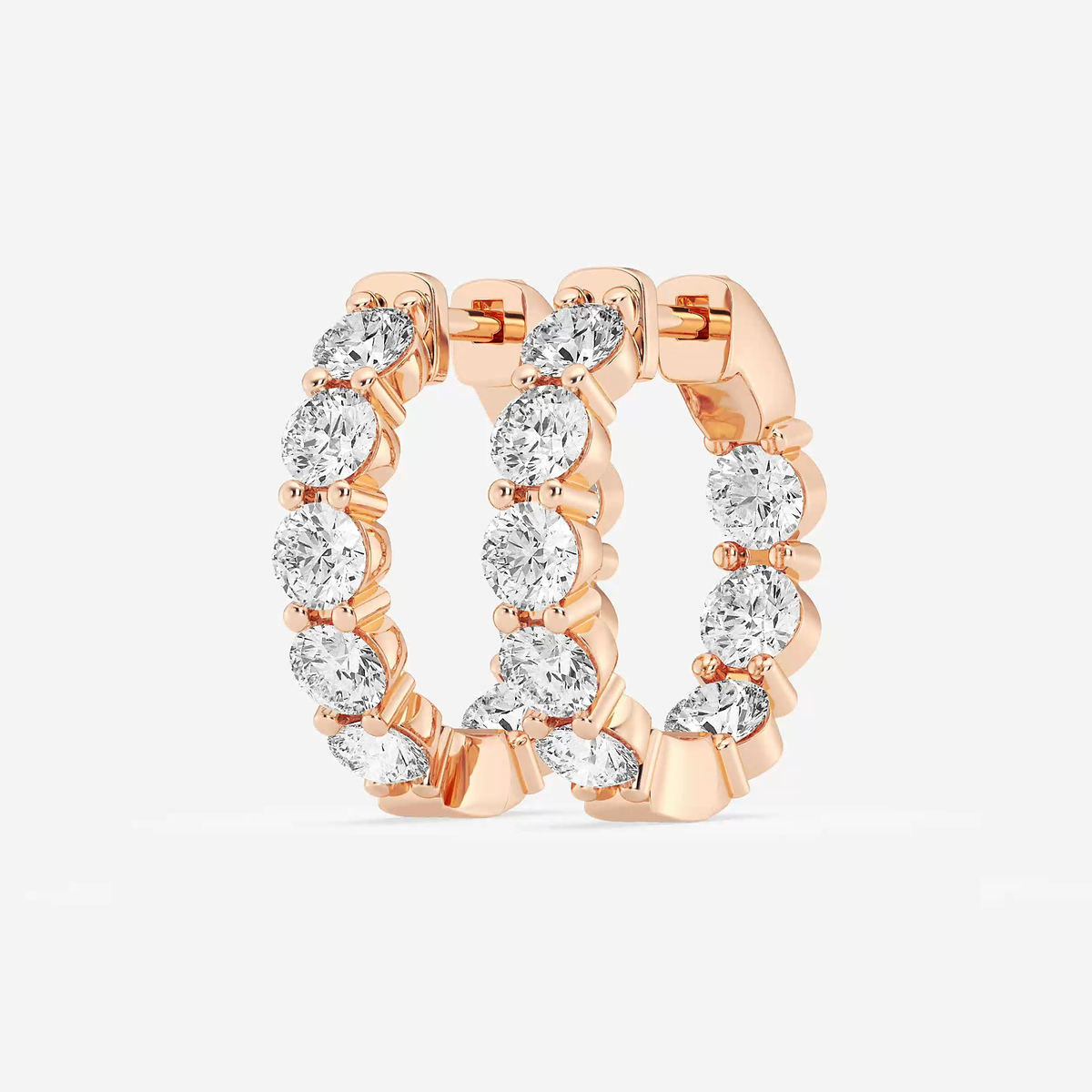 Additional Image 1 for  5 ctw Round Lab Grown Diamond Inside Out Hoop Earrings