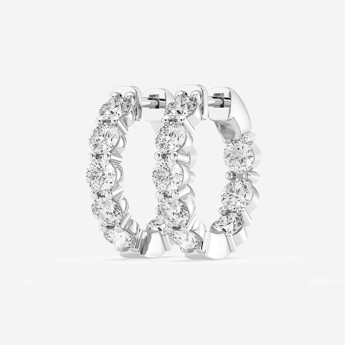 Additional Image 1 for  5 ctw Round Lab Grown Diamond Inside Out Hoop Earrings