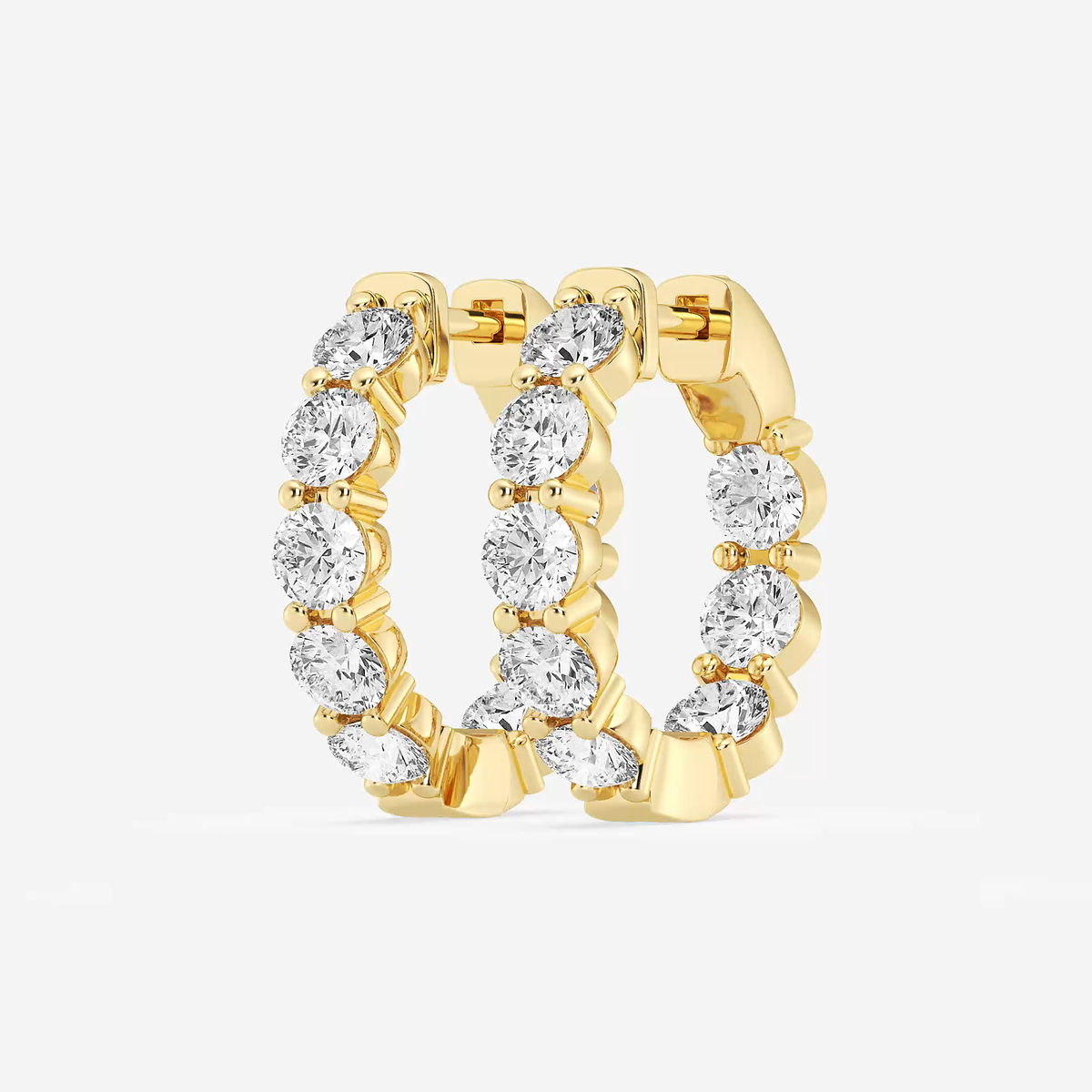 Additional Image 1 for  5 ctw Round Lab Grown Diamond Inside Out Hoop Earrings
