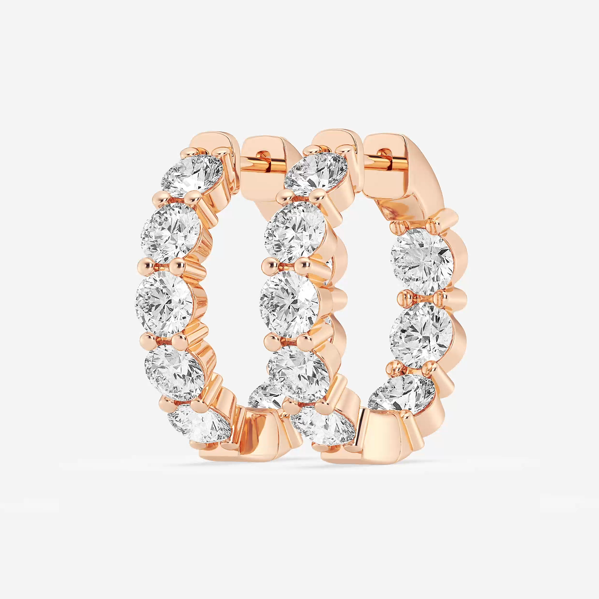 Additional Image 1 for  7 ctw Round Lab Grown Diamond Inside Out Hoop Earrings