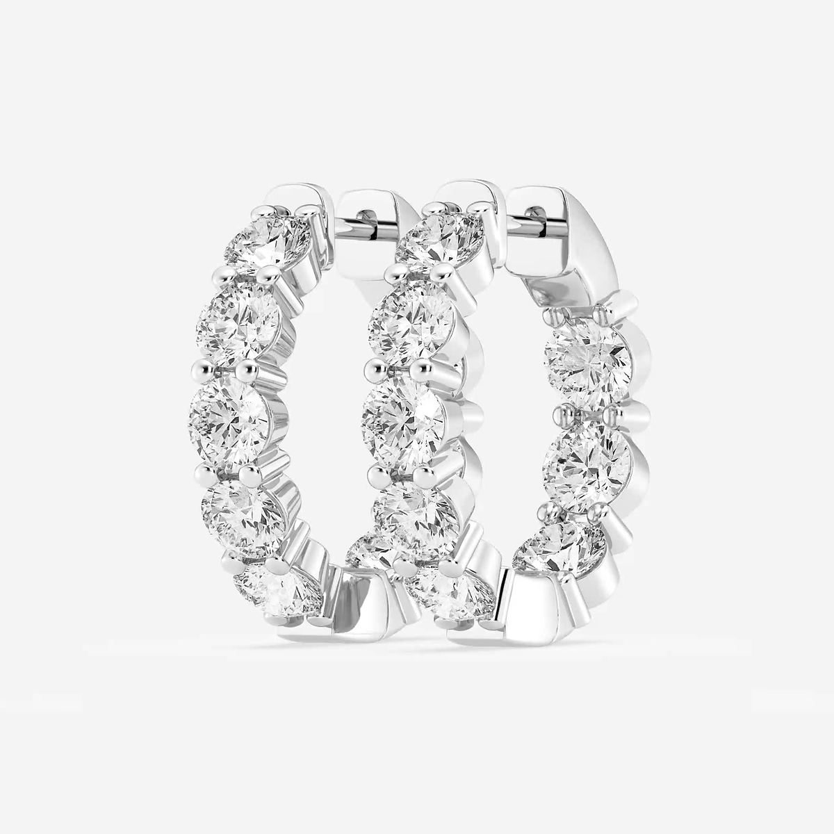 Additional Image 1 for  7 ctw Round Lab Grown Diamond Inside Out Hoop Earrings