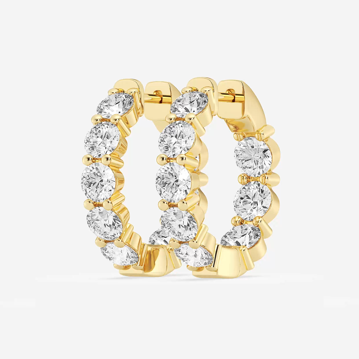 Additional Image 1 for  7 ctw Round Lab Grown Diamond Inside Out Hoop Earrings