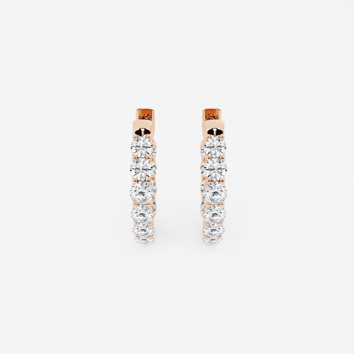 2 ctw Round Lab Grown Diamond Oval-Shaped Inside Out Hoop Earrings