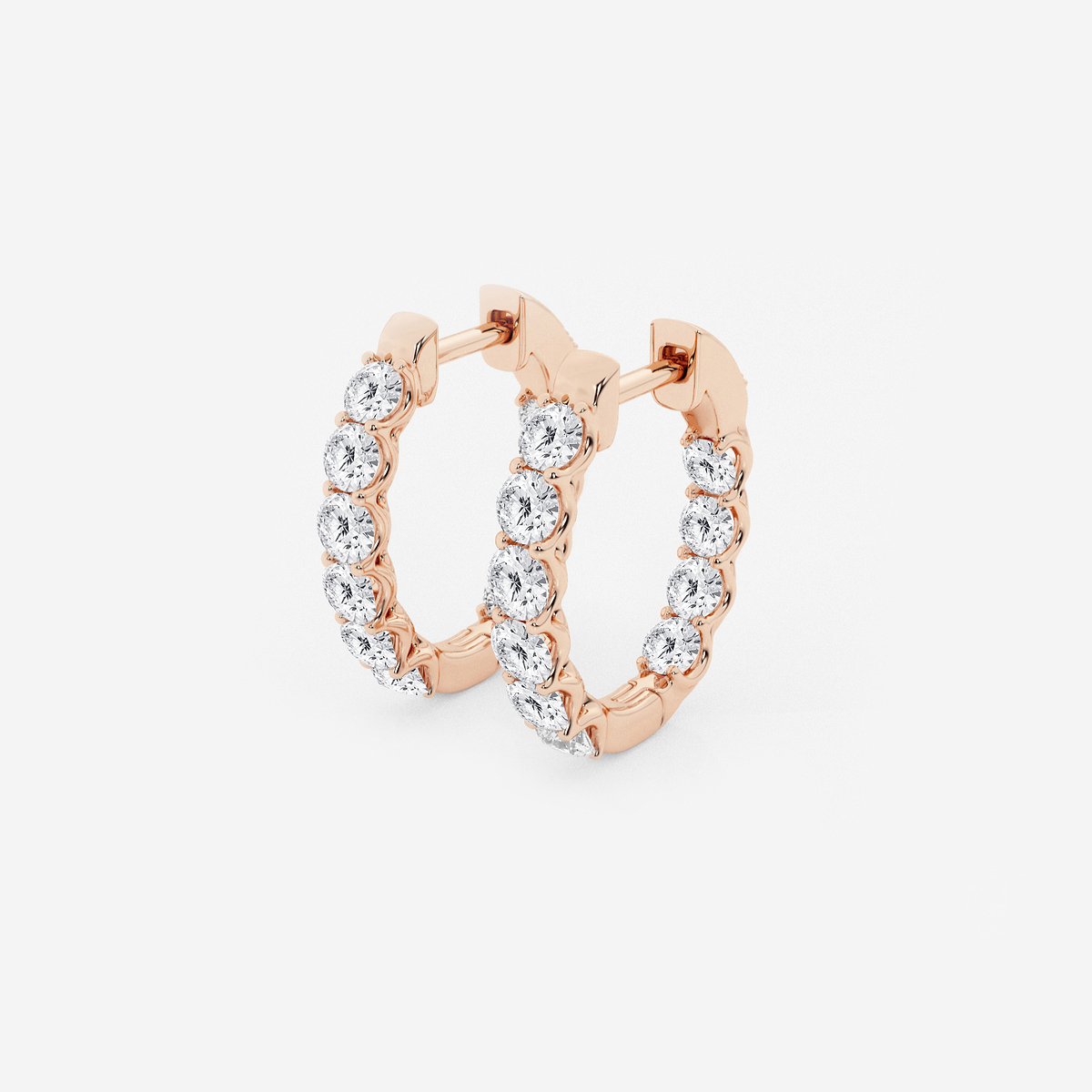 Additional Image 1 for  2 ctw Round Lab Grown Diamond Oval-Shaped Inside Out Hoop Earrings