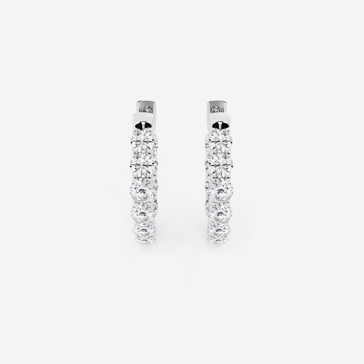 2 ctw Round Lab Grown Diamond Oval-Shaped Inside Out Hoop Earrings
