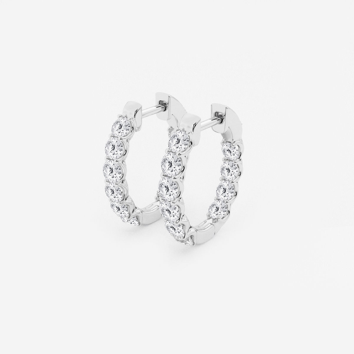 Additional Image 1 for  2 ctw Round Lab Grown Diamond Oval-Shaped Inside Out Hoop Earrings