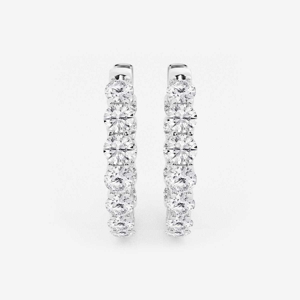 8 ctw Round Lab Grown Diamond Oval-Shaped Inside Out Hoop Earrings 14K White Gold, DE, VS1