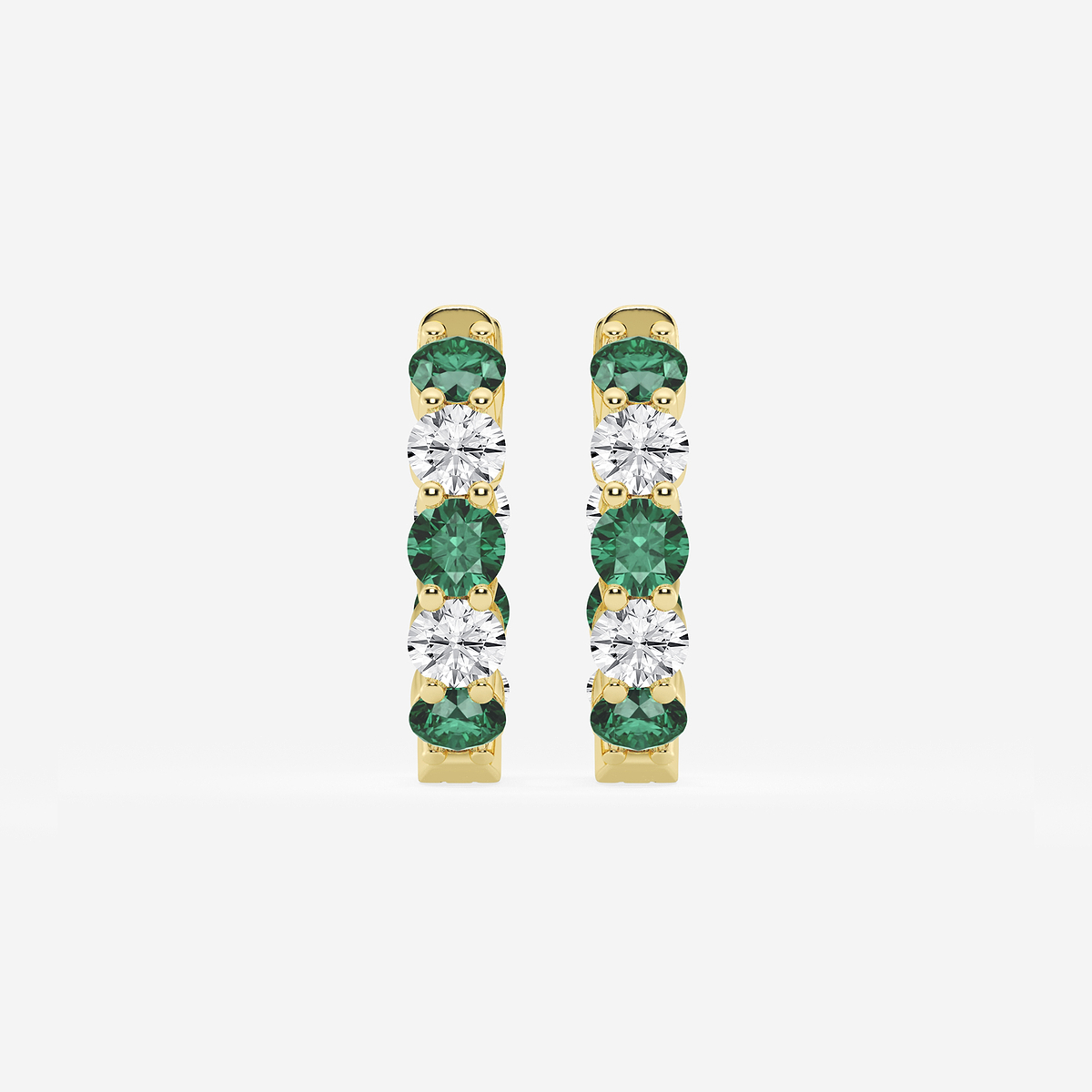 3.1 mm Round Created Emerald and 1 ctw Round Lab Grown Diamond Inside Out Hoop Earrings