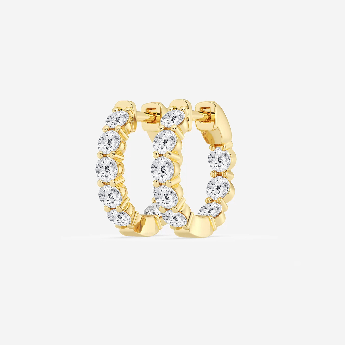 Additional Image 1 for  2 ctw Round Lab Grown Diamond Inside Out Hoop Earrings