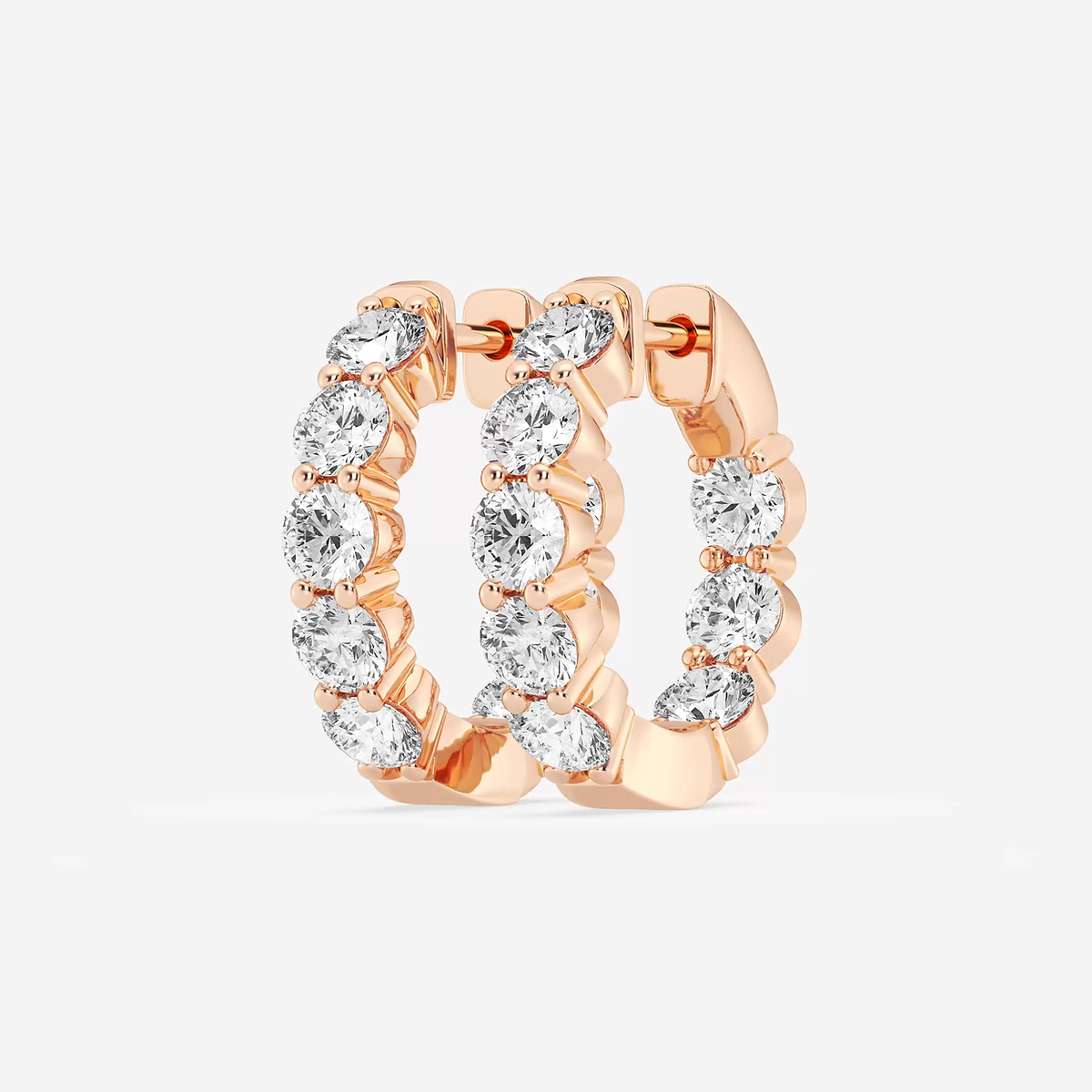 Additional Image 1 for  3 ctw Round Lab Grown Diamond Inside Out Hoop Earrings