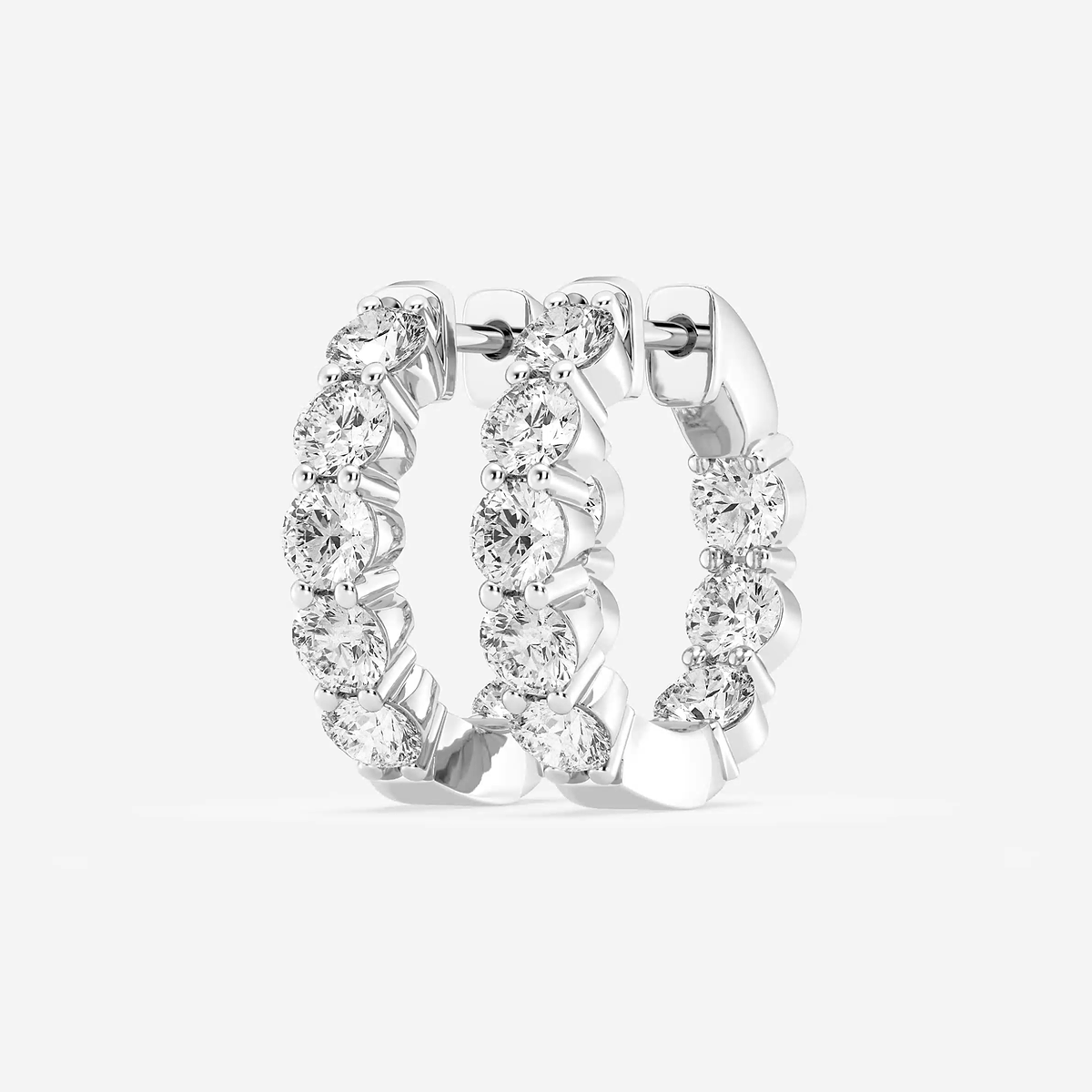 Additional Image 1 for  3 ctw Round Lab Grown Diamond Inside Out Hoop Earrings