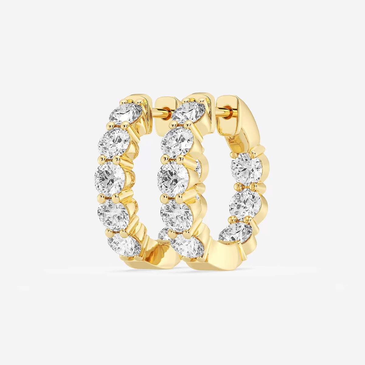 Additional Image 1 for  3 ctw Round Lab Grown Diamond Inside Out Hoop Earrings