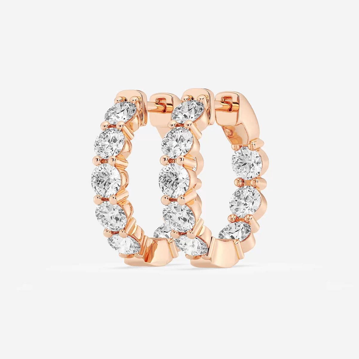 Additional Image 1 for  4 ctw Round Lab Grown Diamond Inside Out Hoop Earrings