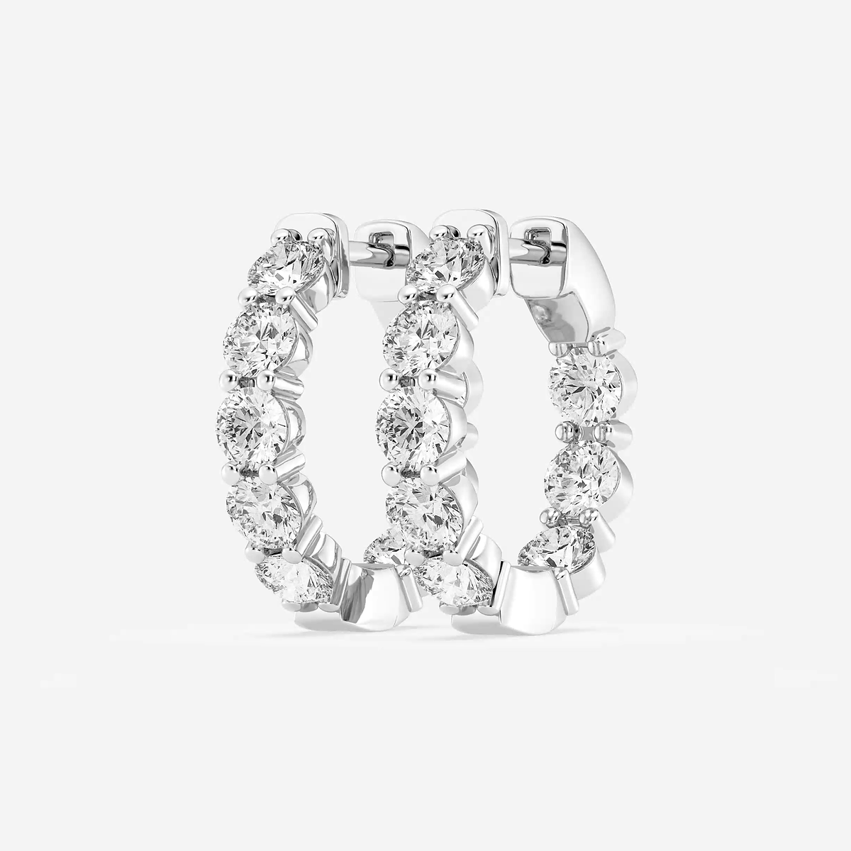 Additional Image 1 for  4 ctw Round Lab Grown Diamond Inside Out Hoop Earrings