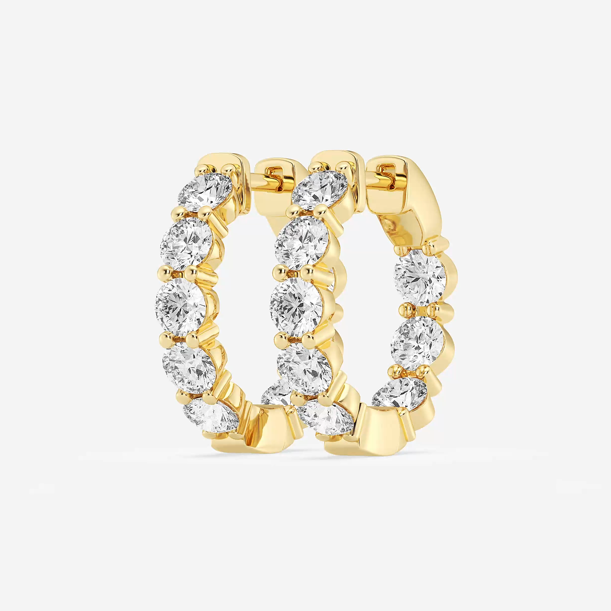 Additional Image 1 for  4 ctw Round Lab Grown Diamond Inside Out Hoop Earrings