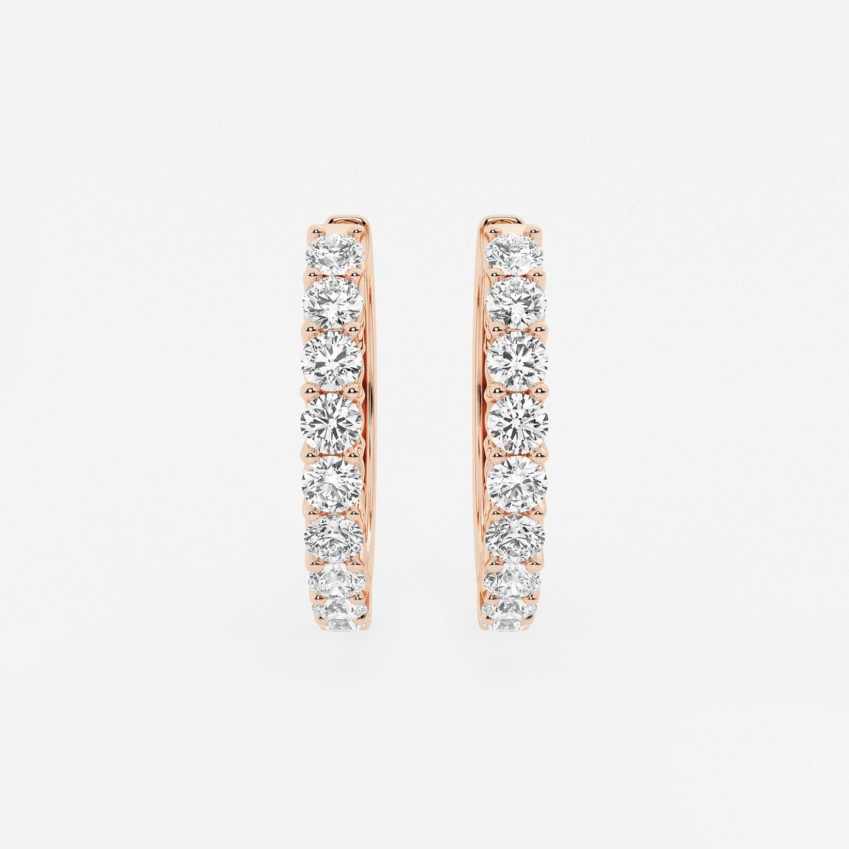 2 ctw Round Lab Grown Diamond Shared Prong Hoop Earrings